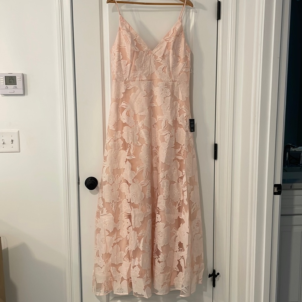 NWT LULUS CELEBRATIVE MOOD BLUSH PINK FLORAL A-LINE MAXI DRESS